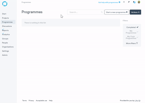 How to Start the creation of a Programme